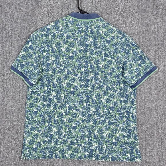 Lands End Polo Shirt Mens Large Blue Green Floral Short Sleeve Traditional Fit - Picture 7 of 12